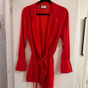 Women's red wrap front dress runaway the label